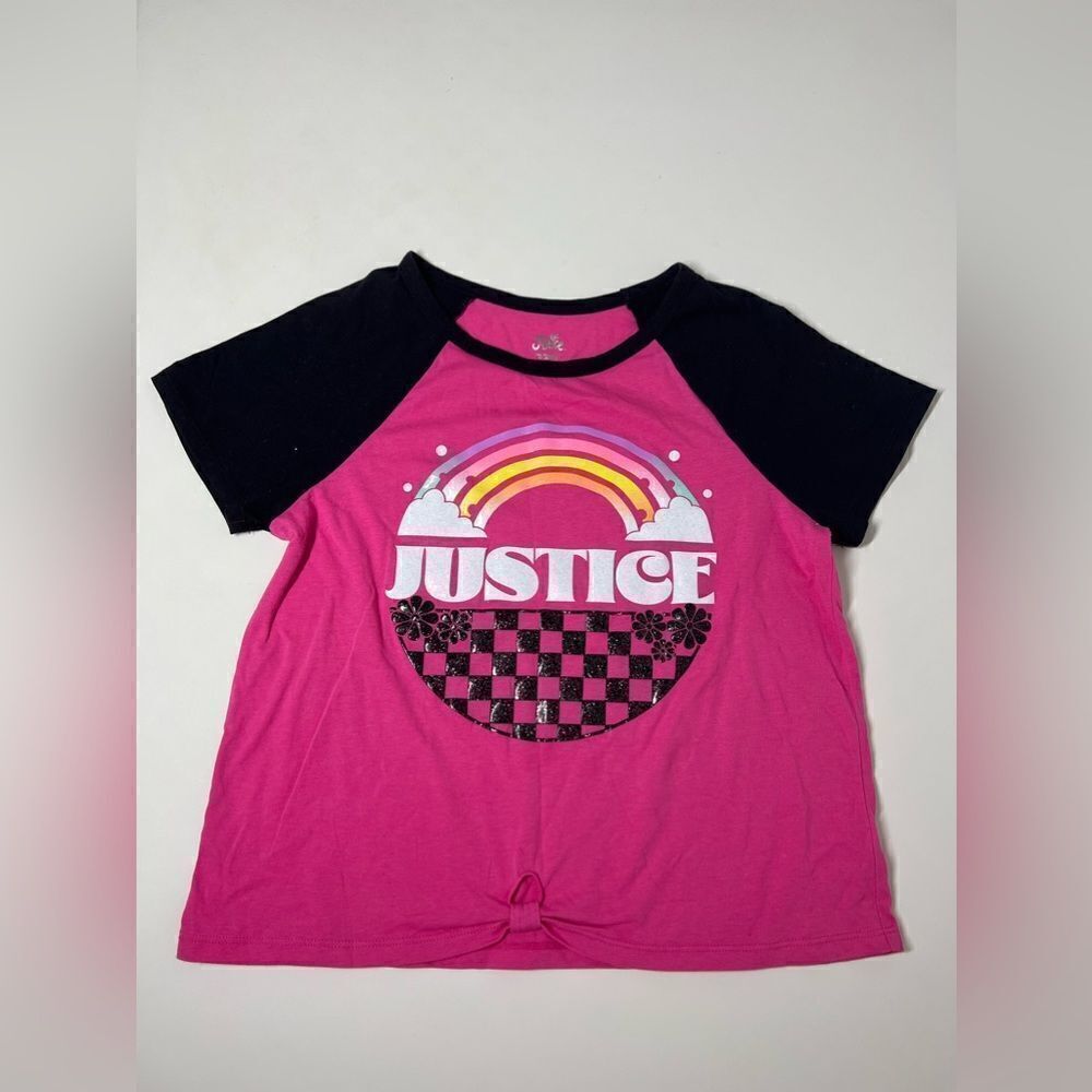 Justice Girl's Short Sleeve Graphic T-Shirt Size L 12-14 Pink Black